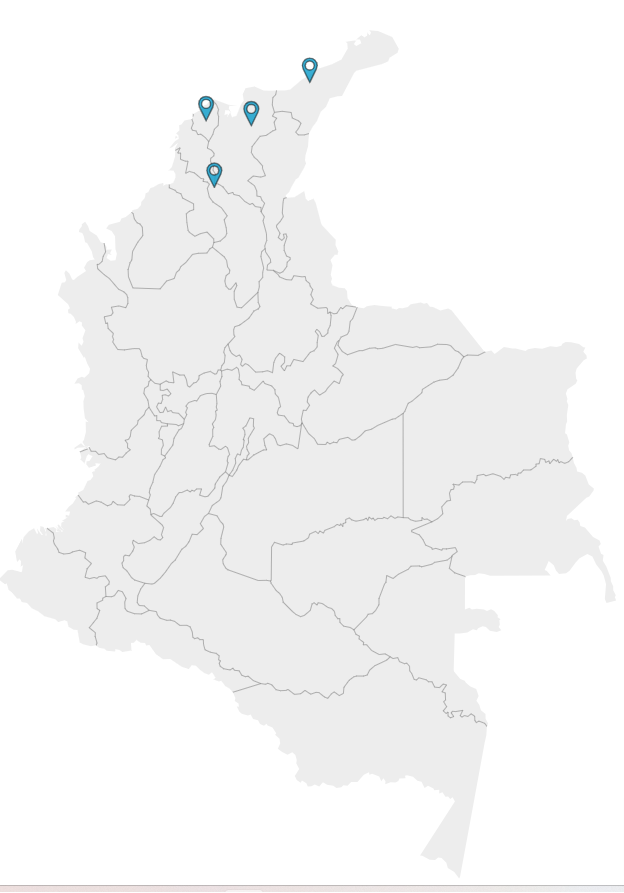 Mapa de cobertura del servicio de internet de INTERLINK S.A. en la zona norte de Colombia